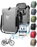 MIVELO - 3 in 1 Fahrradtasche - Rucksack - Schultertasche wasserdicht, inkl. Laptopfach, für Fahrrad Gepäckträger Aller Art, grau