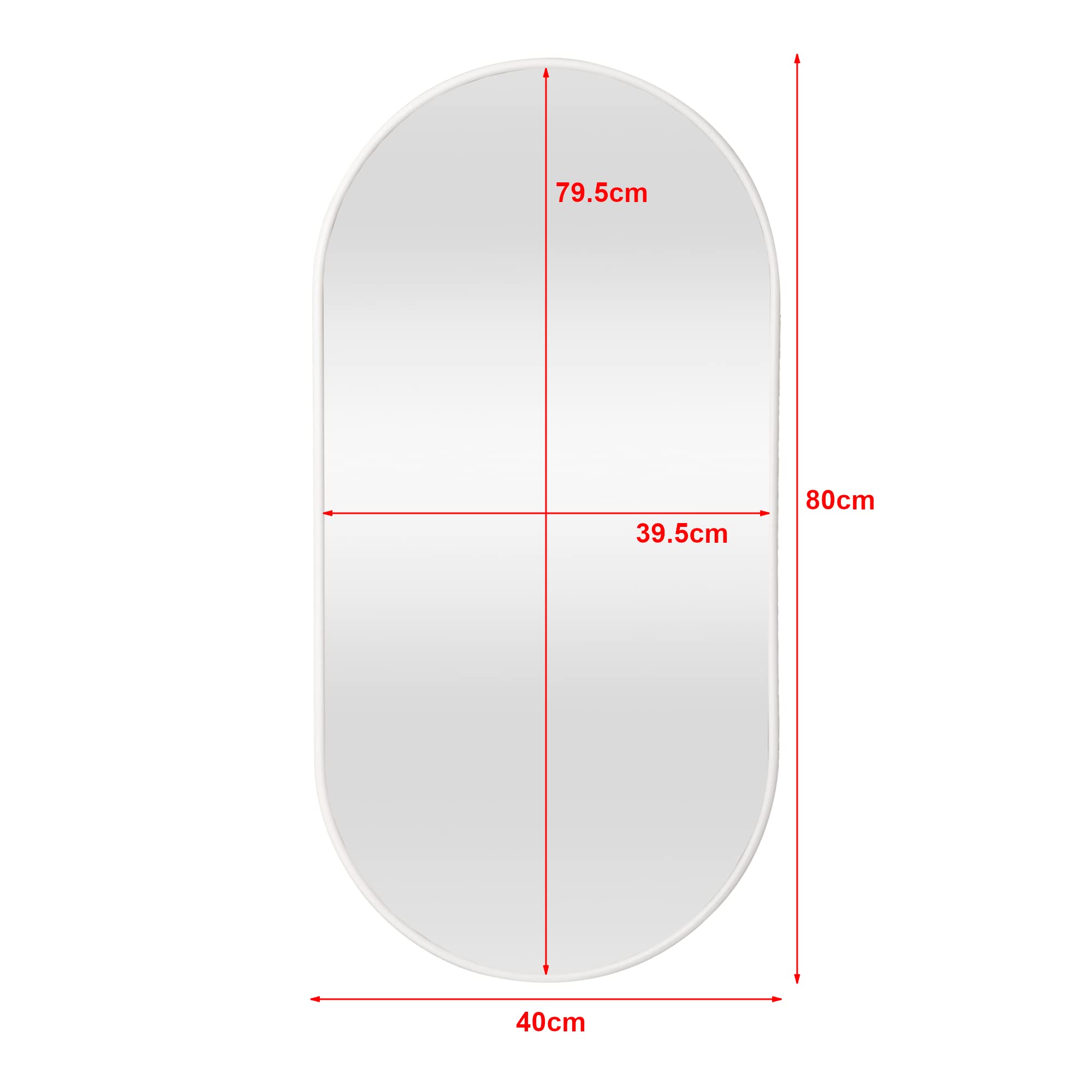 [en.casa] Wandspiegel Picciano Badezimmerspiegel 40x80cm Schminkspiegel Weiß, matt oval Dekospiegel