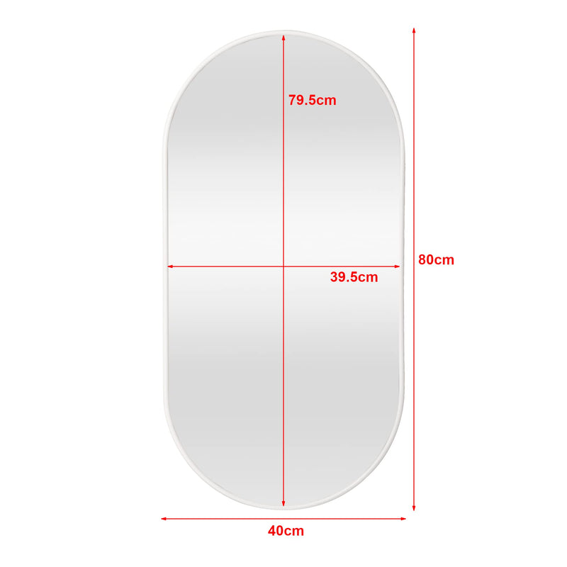 [en.casa] Wandspiegel Picciano Badezimmerspiegel 40x80cm Schminkspiegel Weiß, matt oval Dekospiegel