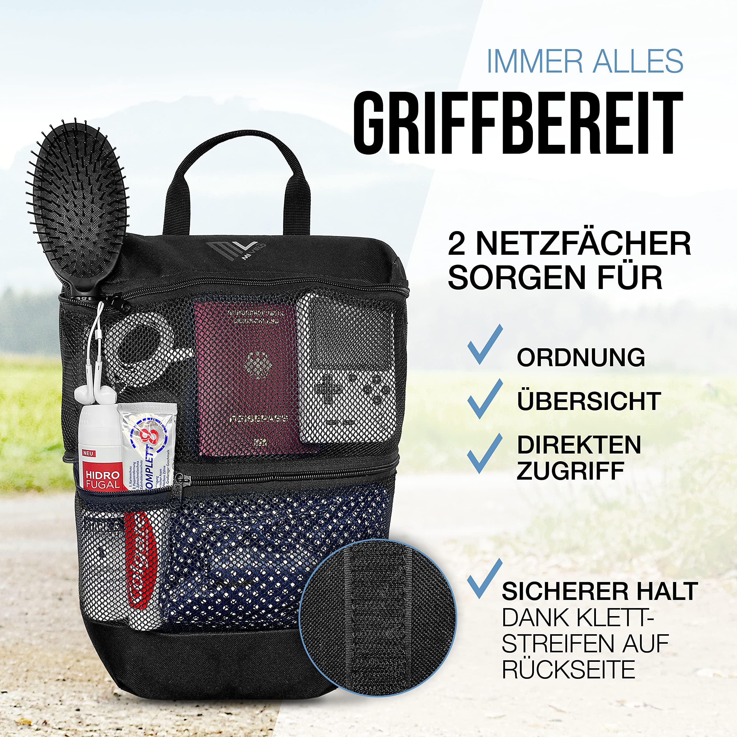 MIVELO Organizer für Fahrradtasche - Gepäckträgertasche - Fahrrad Rucksack I Packtasche für Fahrrad Reise - Kulturbeutel