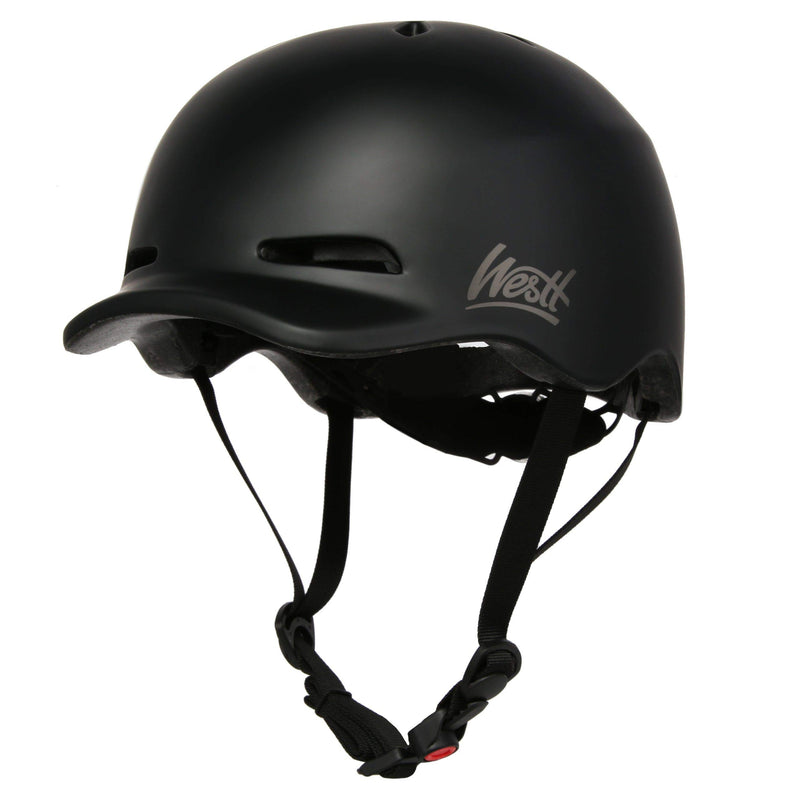 Westt Urban Herren Damen Kinder Fahrradhelm Skaterhelm BMX Helm mit Licht atmungsaktiv, schwarz, Einheitsgröße (58-60cm)