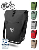 MIVELO 2in1 Fahrradtasche Gepäckträgertasche wasserdicht 100% PVC frei + Laptopfach + Schloss + Schultergurt – Fahrrad Tasche für Gepäckträger 1 STK (25L) schwarz