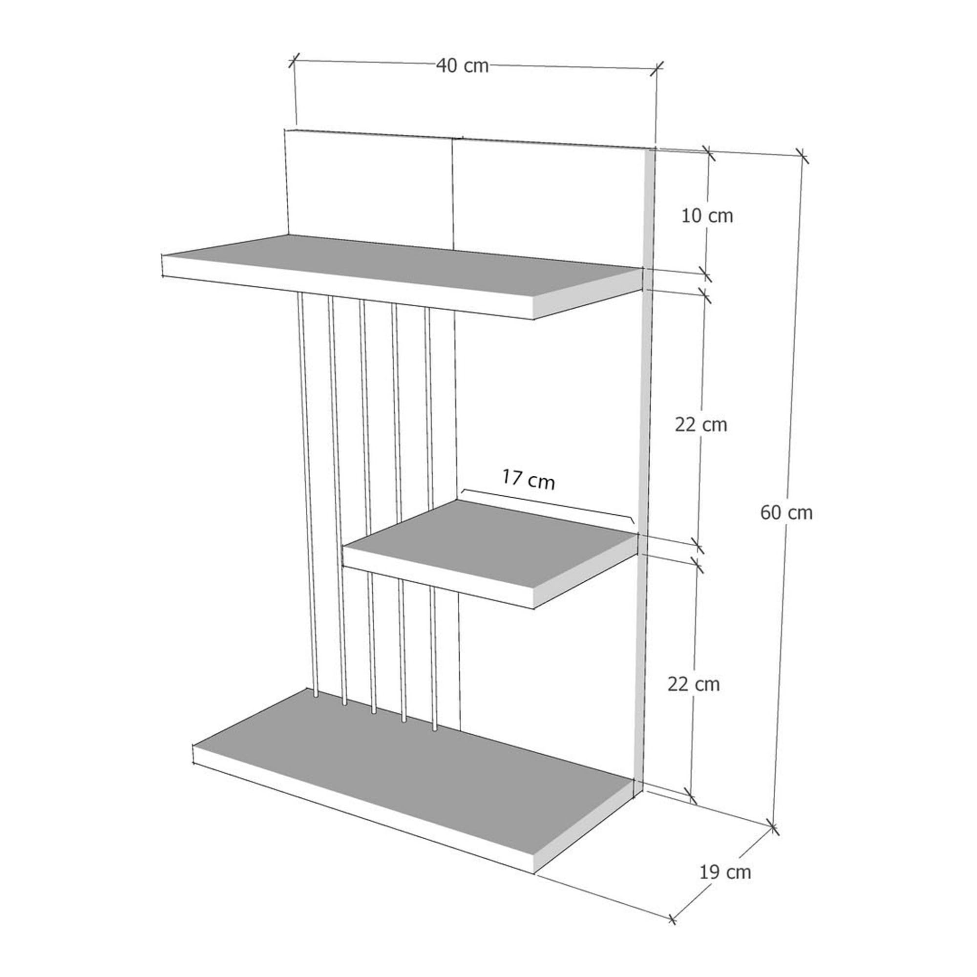 [en.casa] Wandregal Båstad Hängeregal mit 3 Ablagen Küchenregal Anthrazit Schweberegal mit Stauraum Wohnzimmer 40 x 19 x 60 cm