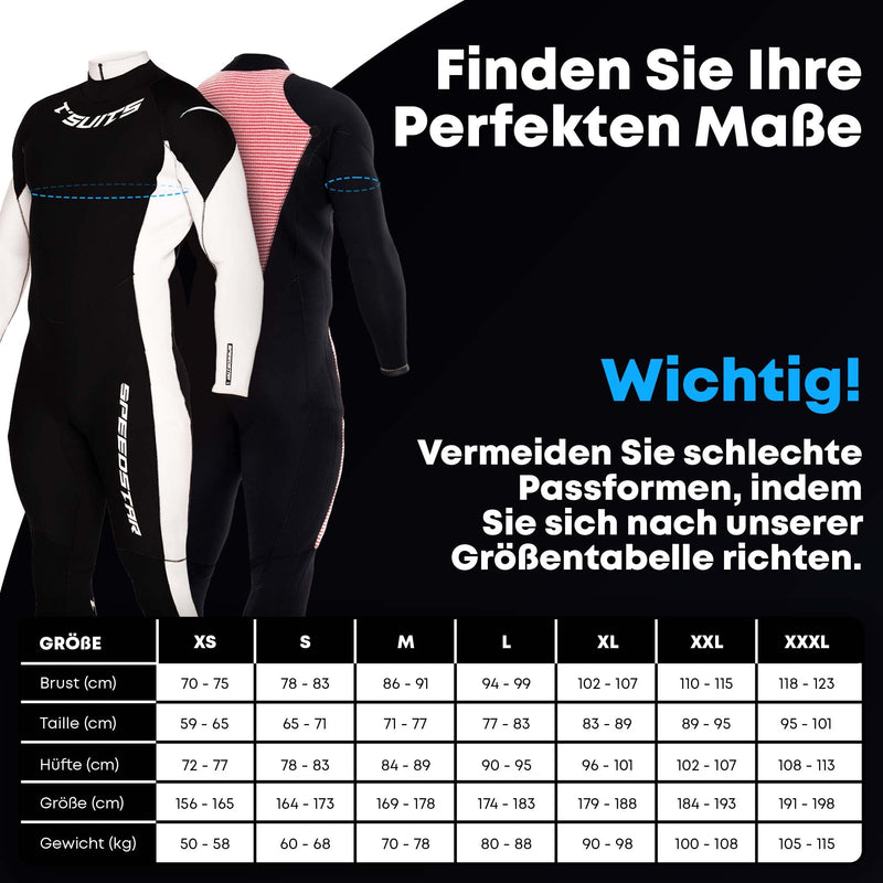 T´SUITS Neoprenanzug Herren [4/3mm, Lang, Speedstar] Tauchanzug, Schwimmen, Surfen, Tauchen, Wasserski | Jetzt Größe Wählen (XXL, Schwarz/Weiß)