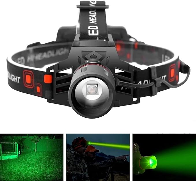 Rebolet | Wiederaufladbare LED Stirnlampe mit Weiß-, Rot- und Grünlicht – Leistungsstarke Kopflampe mit USB und Akku