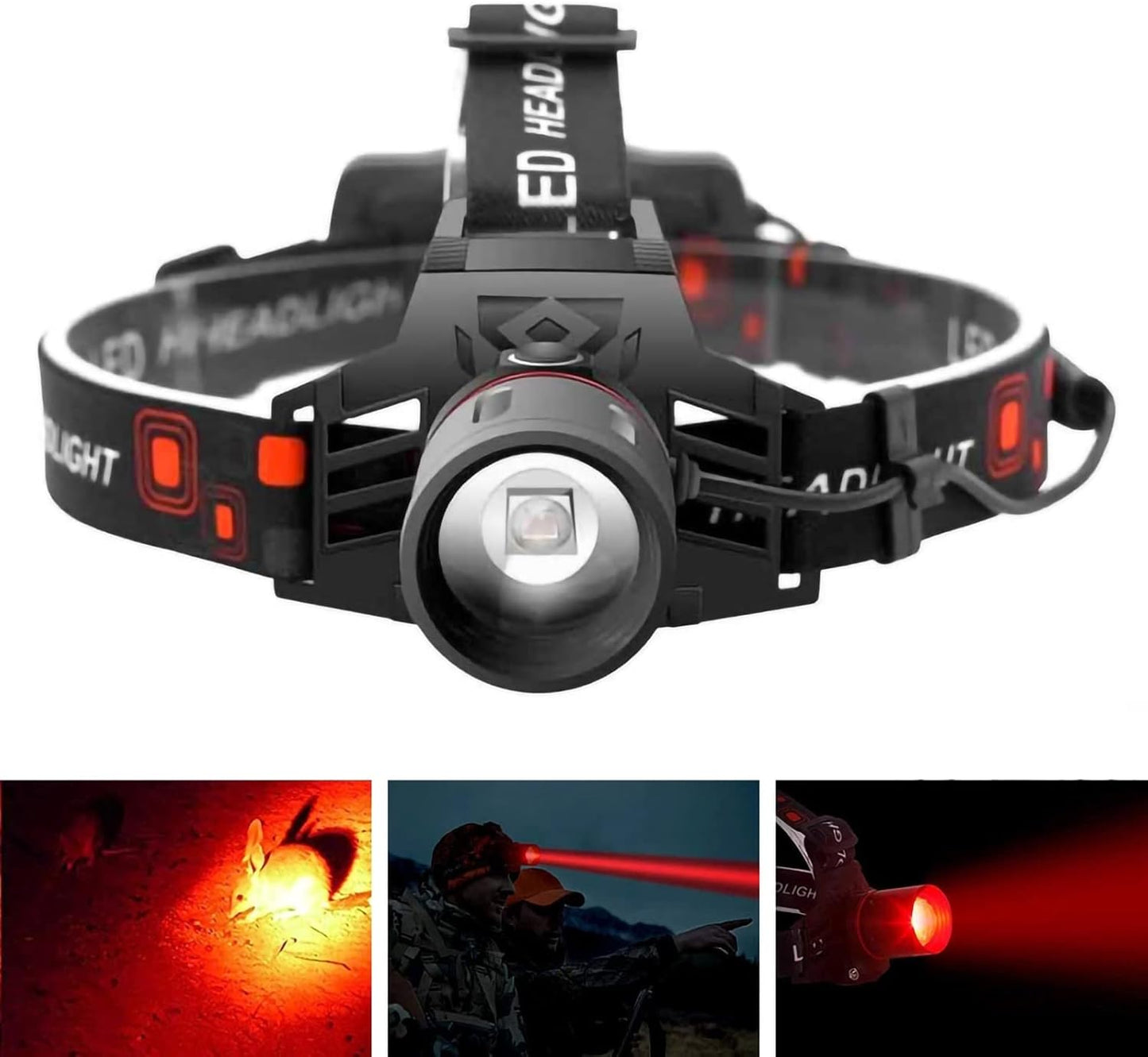 Rebolet | Wiederaufladbare LED Stirnlampe mit Weiß-, Rot- und Grünlicht – Leistungsstarke Kopflampe mit USB und Akku
