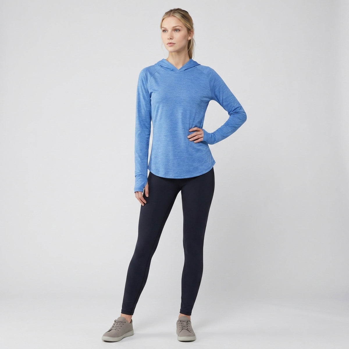 Damen Sonnenhoodie mittelschwer – UPF 50+ UV-Schutzoberteil mit Kapuze