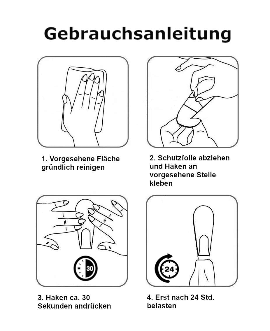 LUCHSFELD 4 Stück Premium Edelstahl Klebehaken Handtuchhaken selbstklebend ohne bohren für Bad und Küche