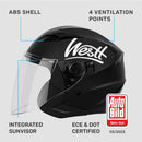 Westt Jethelm mit Visier und Sonnenblende Motorradhelm Herren Damen Rollerhelm Mopedhelm Mofa Chopper Helm Motorrad Halbhelm Open-Face-Helm Pilotenhelm ECE DOT Zertifiziert