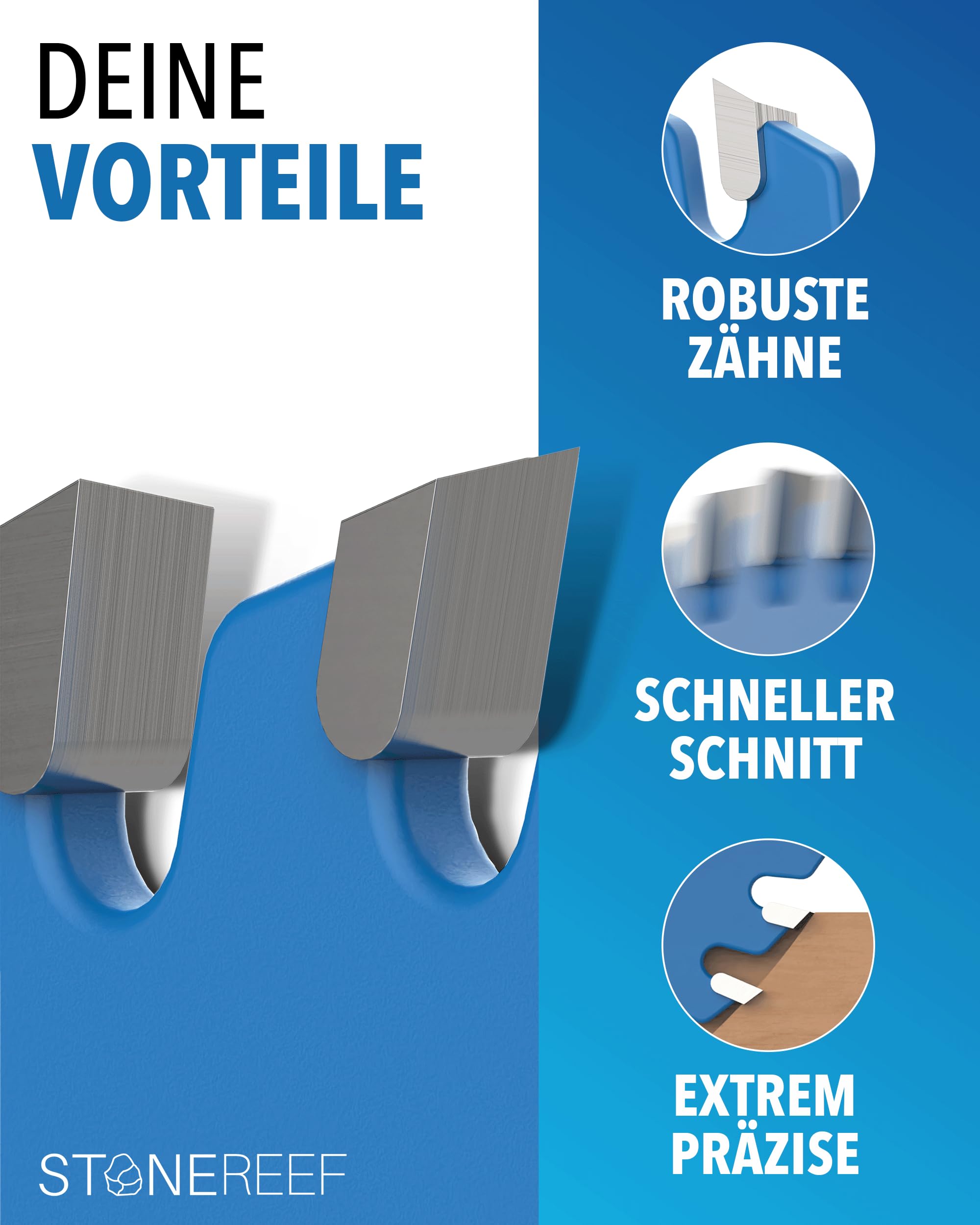 STONE REEF Sägeblatt 85x15 - Kreissägeblatt [inkl. Adapter auf Bohrung 10mm], kompatibel mit Winkelschleifer von Bosch, Makita usw. - Sägeblatt Kreissäge Nagelfest, ideal für Holz, Metall & Alu