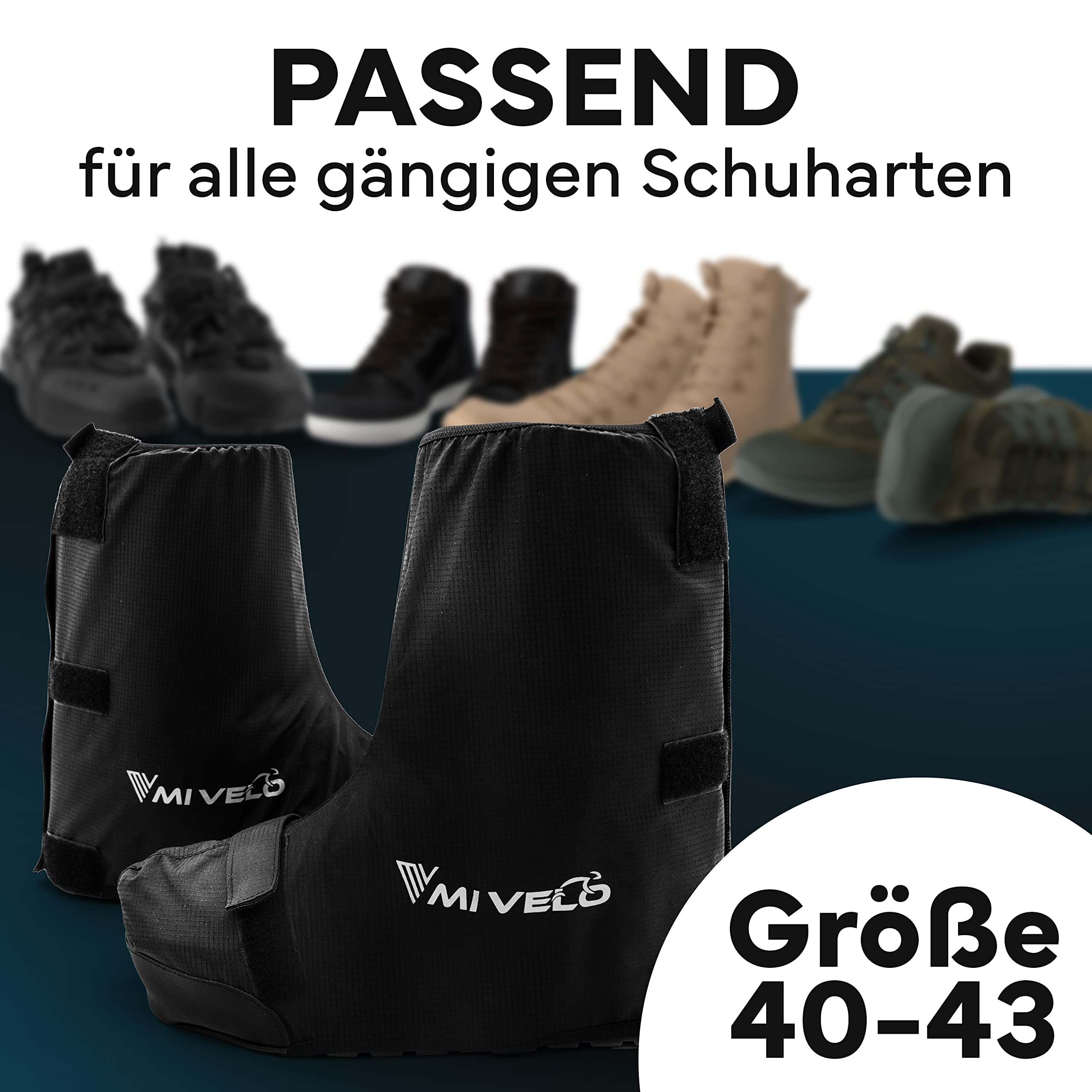 MIVELO Überschuhe Fahrrad I Regenschutz Schuhe reflektierend, wasserdicht, Winddicht & schmutzabweisend I Schuhüberzieher Fahrrad (40-43, Schwarz)