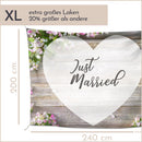 Großes Hochzeitsherz zum Ausschneiden 240x180 cm | Hochzeitslaken klimaneutral mit echtem Fotodruck | Das Laken mit Herz für deine Hochzeit inkl. 2 Scheren von D&D Living®