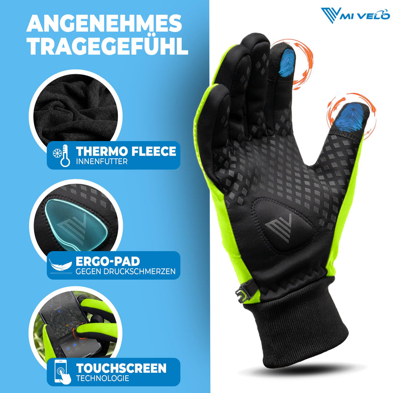 MIVELO Fahrradhandschuhe Herren Damen warm Winddicht wasserabweisend (S, gelb)