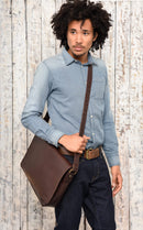 LEABAGS - Oxford - Leder Umhängetasche Herren & Damen I Messenger Bag mit Schultergurt I Echtleder Laptoptasche bis 15 Zoll I Schultertasche I Arbeitstasche I Tragetasche I Handtasche I Choco