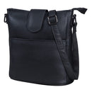 LEABAGS Leder Handtasche Damen I Premium Echtleder Umhängetasche I Damen Schultertasche I Damentasche I Tragetasche für Arbeit Uni Schule Freizeit I Größe L (31 x 23 x 6 cm) I Nappa Schwarz