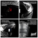 Westt Klapphelm Flip up Motorradhelm Integralhelm Herren Damen mit verstärktem Kinnschutz Chopper Moped Mofa Roller Modular Helm Motorrad mit ECE DOT Zertifizierung, weiß, L (57-58 cm)