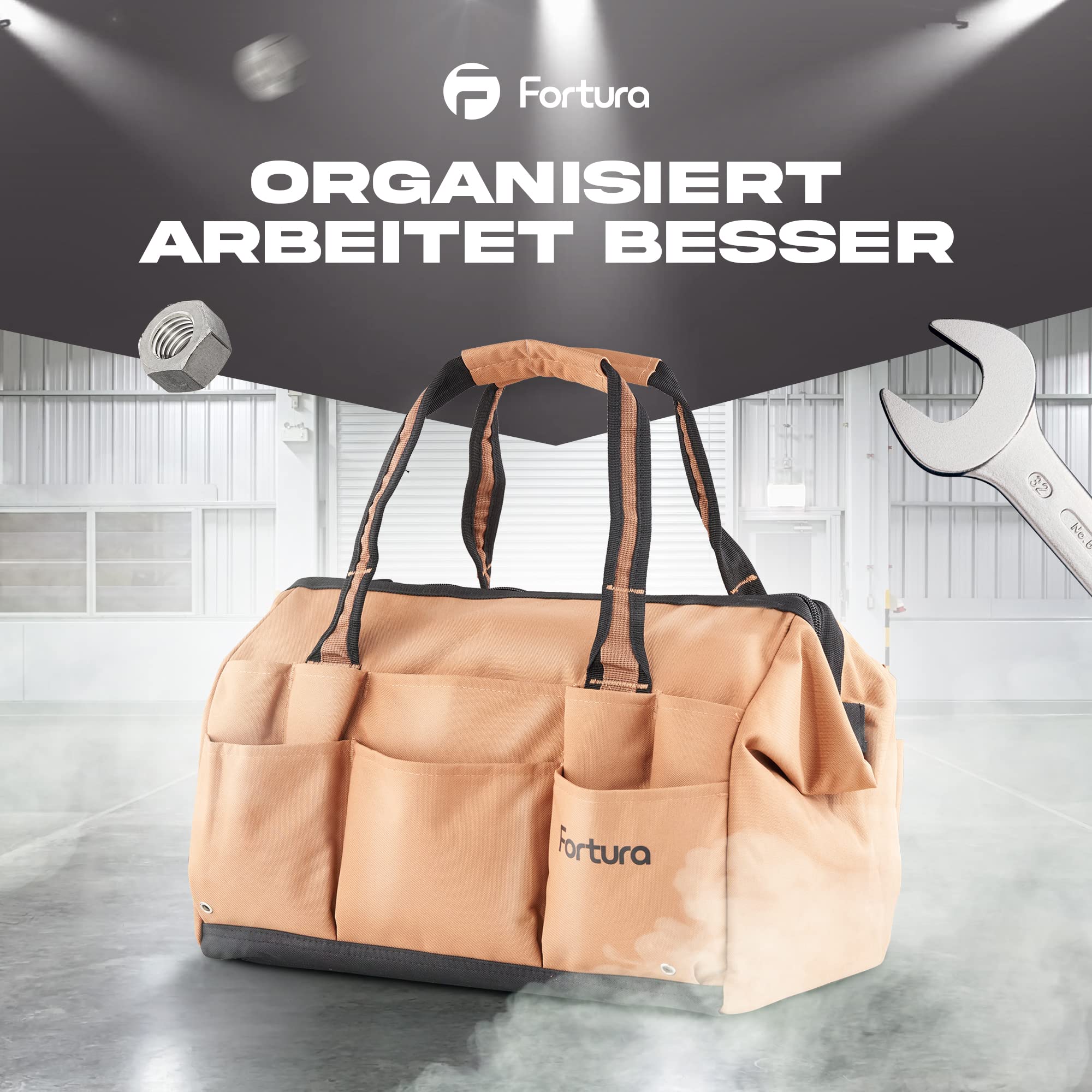 Fortura Werkzeugtasche/Werkzeugaufbewahrung/Werkzeugtasche leer/Werkzeugtasche klein (Ohne Schultergurt) Arbeitstasche Herren