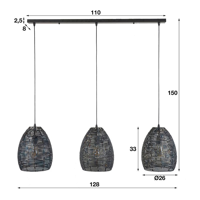 Rubjerg Design Hängeleuchte Armor oval 3 Leuchten Metall schwarz/braun