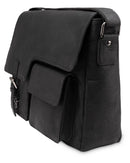 LEABAGS Leder Aktentasche Herren & Damen I Echtleder Laptoptasche bis 13 Zoll I Umhängetasche mit Schultergurt I Schultertasche I Messenger Bag I Arbeitstasche I Lehrertasche I Nature Schwarz