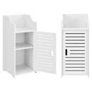 [en.casa] Badezimmerschrank Svanvik 72x32x32cm Weiß Midischrank WPC Badkommode mit 2 Ablagen und Tür Badregal