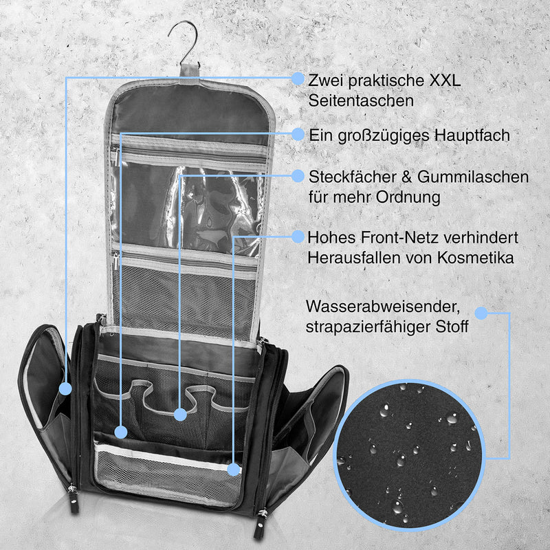 Kulturbeutel zum Aufhängen Damen und Herren - Reise Kulturtasche zum Aufhängen - Große Kosmetiktasche in Premium-Qualität - Waschtasche Frauen und Männer als Urlaubszubehör - STYNGARD