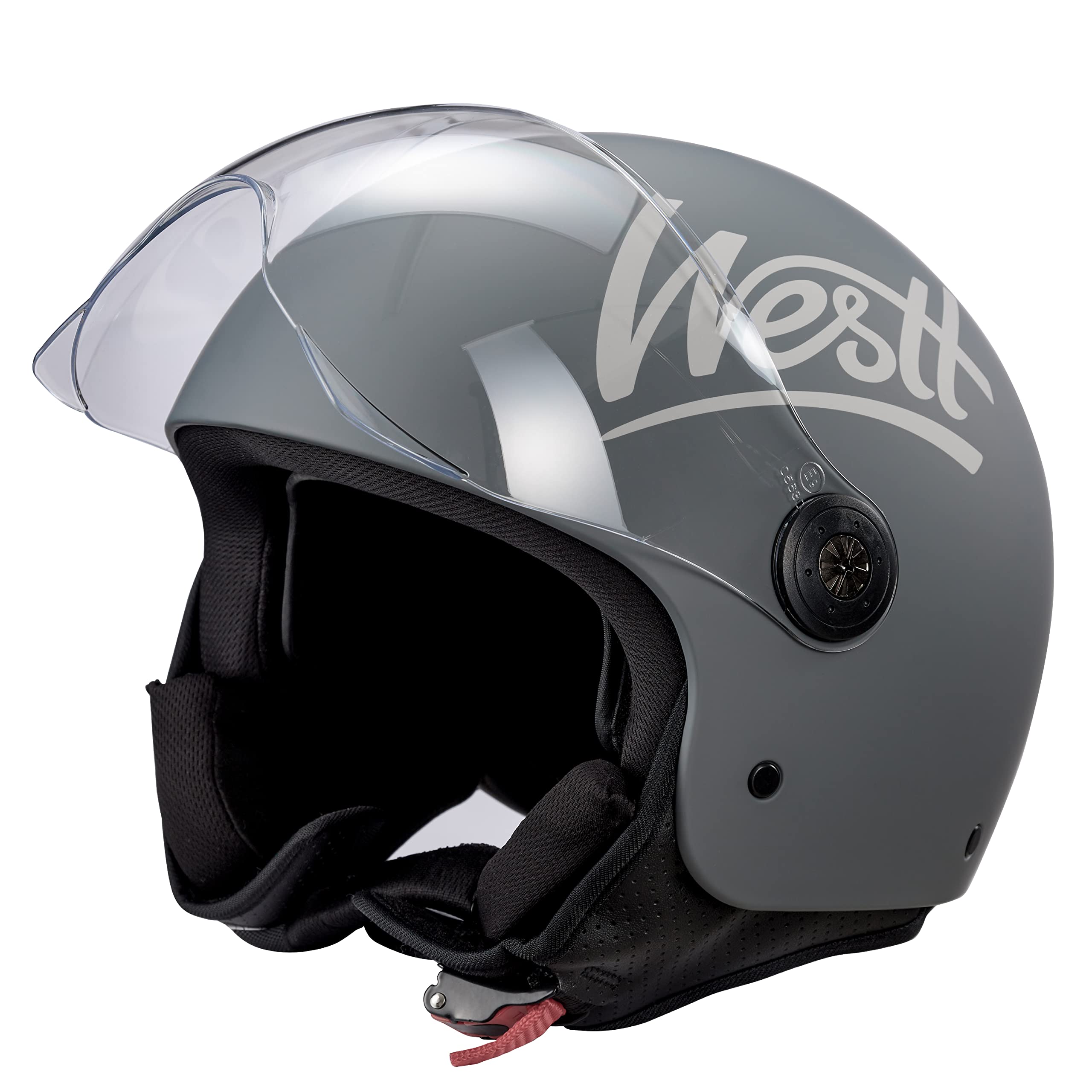 Westt Jethelm mit Visier Motorradhelm Herren Damen Helm Motorrad Roller Helm Mopedhelm Chopper Retro Mofa ECE 22.06 und DOT Zertifiziert