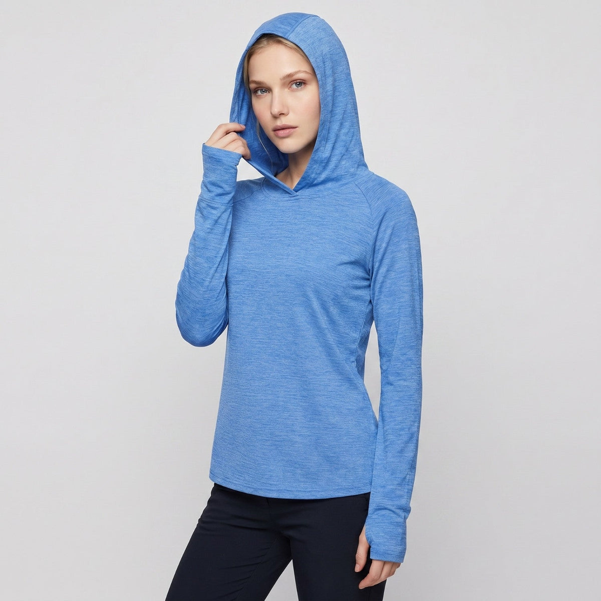 Damen Sonnenhoodie mittelschwer – UPF 50+ UV-Schutzoberteil mit Kapuze