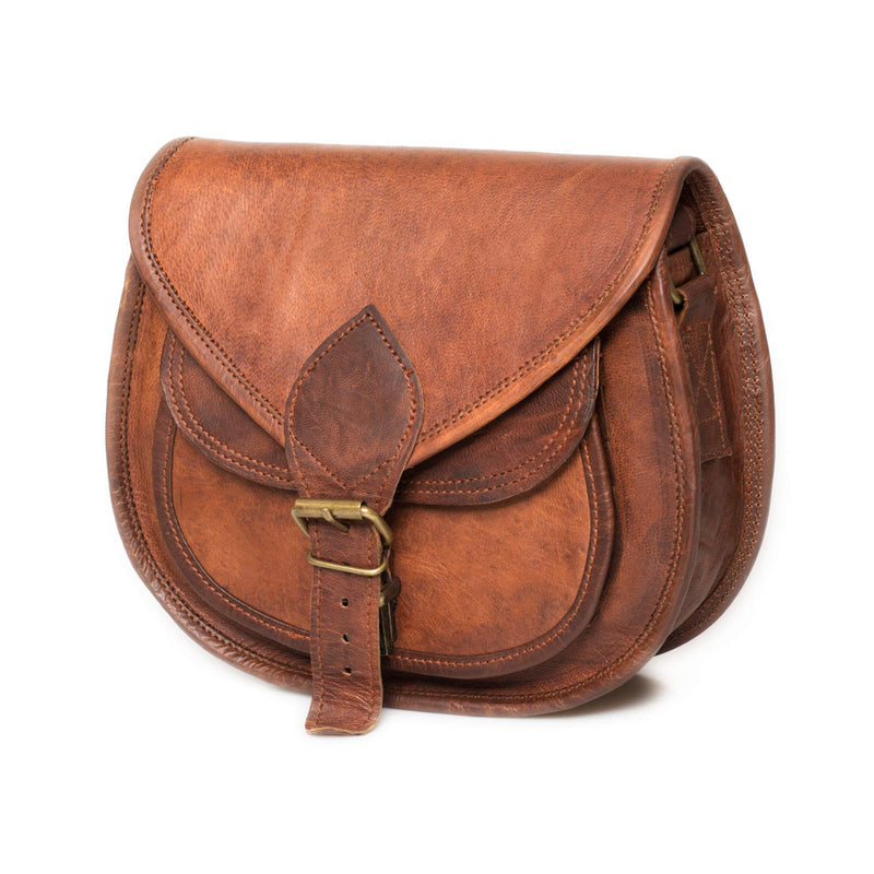 Leather Lane 'Felicia' Handtasche Echtes Leder Vintage Umhängetasche für Damen Retro Design Ledertasche Schultertasche Naturleder Braun L