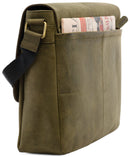 LEABAGS Hobart Umhängetasche aus echtem Büffel-Leder im Vintage Look - Olive