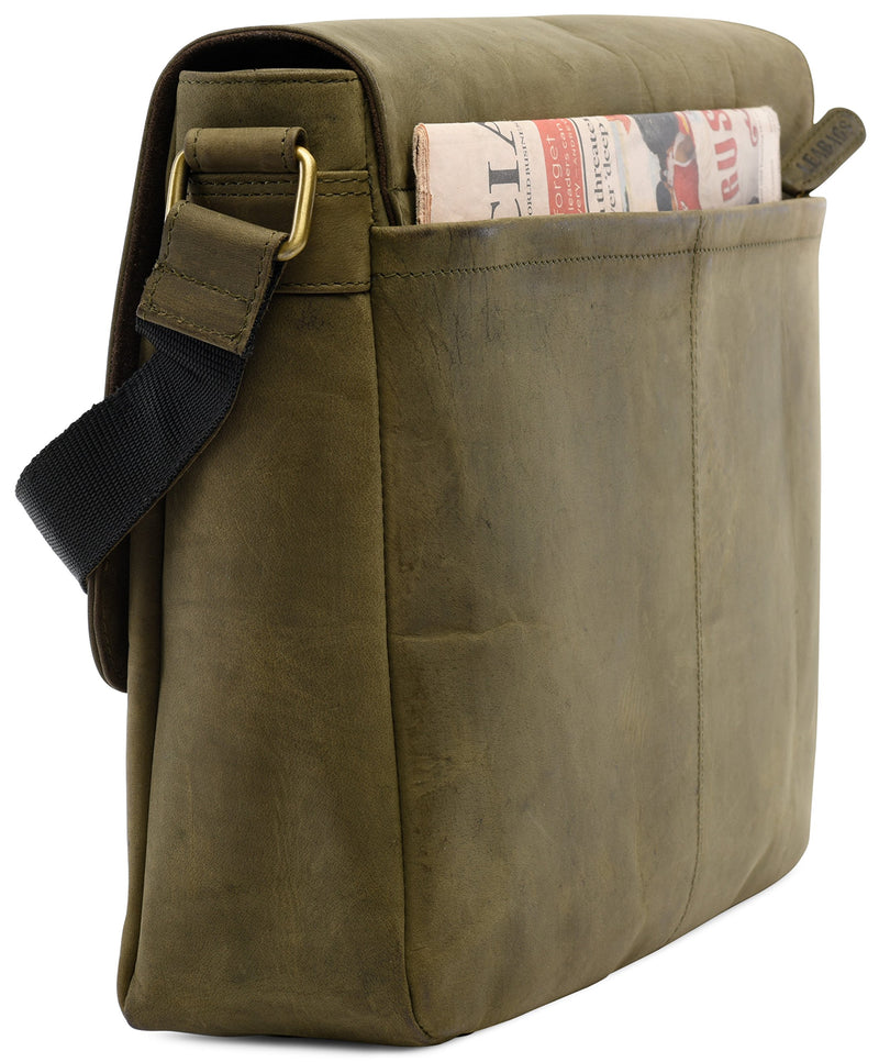 LEABAGS Hobart Umhängetasche aus echtem Büffel-Leder im Vintage Look - Olive