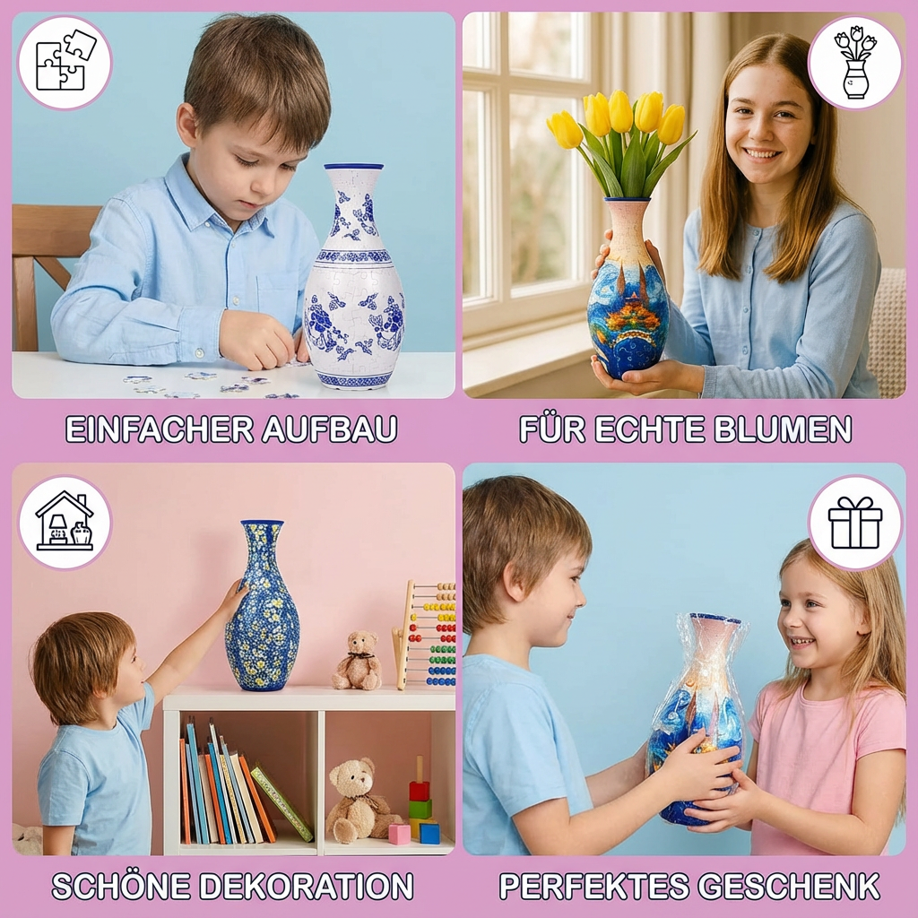Rebolet | 3D Puzzle Vase Dekoration für echte Blumen