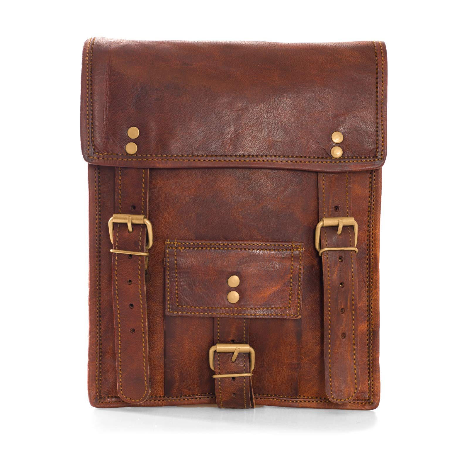 NAMA 'Fred' Umhängetasche Klein Echtes Leder Schultertasche für Damen und Herren Messenger Bag Vintage Handtasche Multitasche Citytasche Naturleder Braun