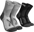 Alpen Bears Premium Wandersocken aus Merinowolle – [2 Paar] – Professionelle Trekkingsocken für Damen, Herren & Kinder, Grau/Schwarz, 39-42