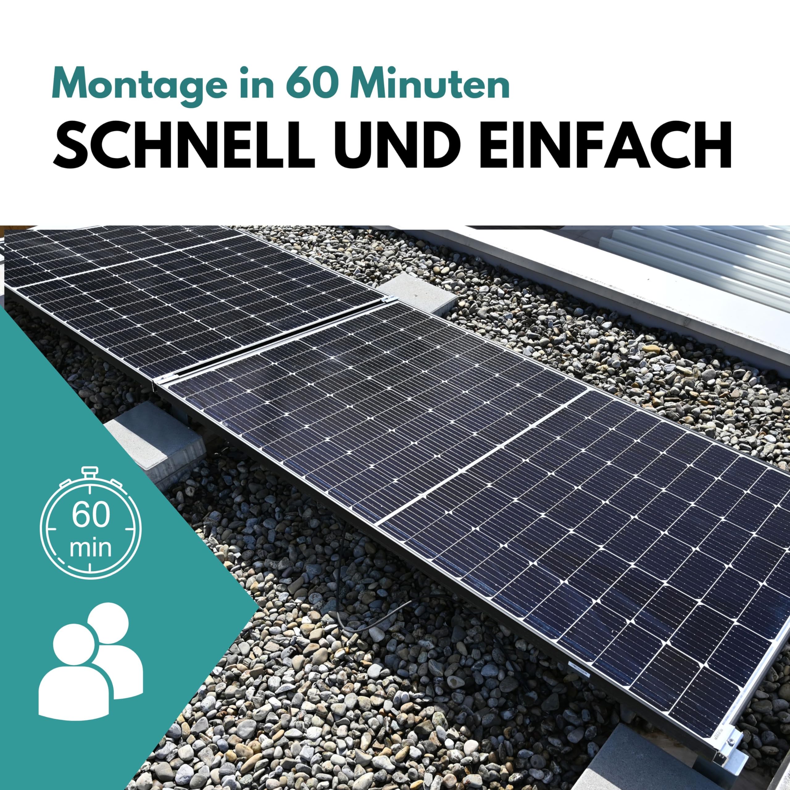 Solarpanel Halterung Flachdach 10° mit Schnell-Montage System für 2 Solarmodule | entwickelt in Österreich | Aufständerung Befestigung für PV Solar Balkonkraftwerk von D&D Living®