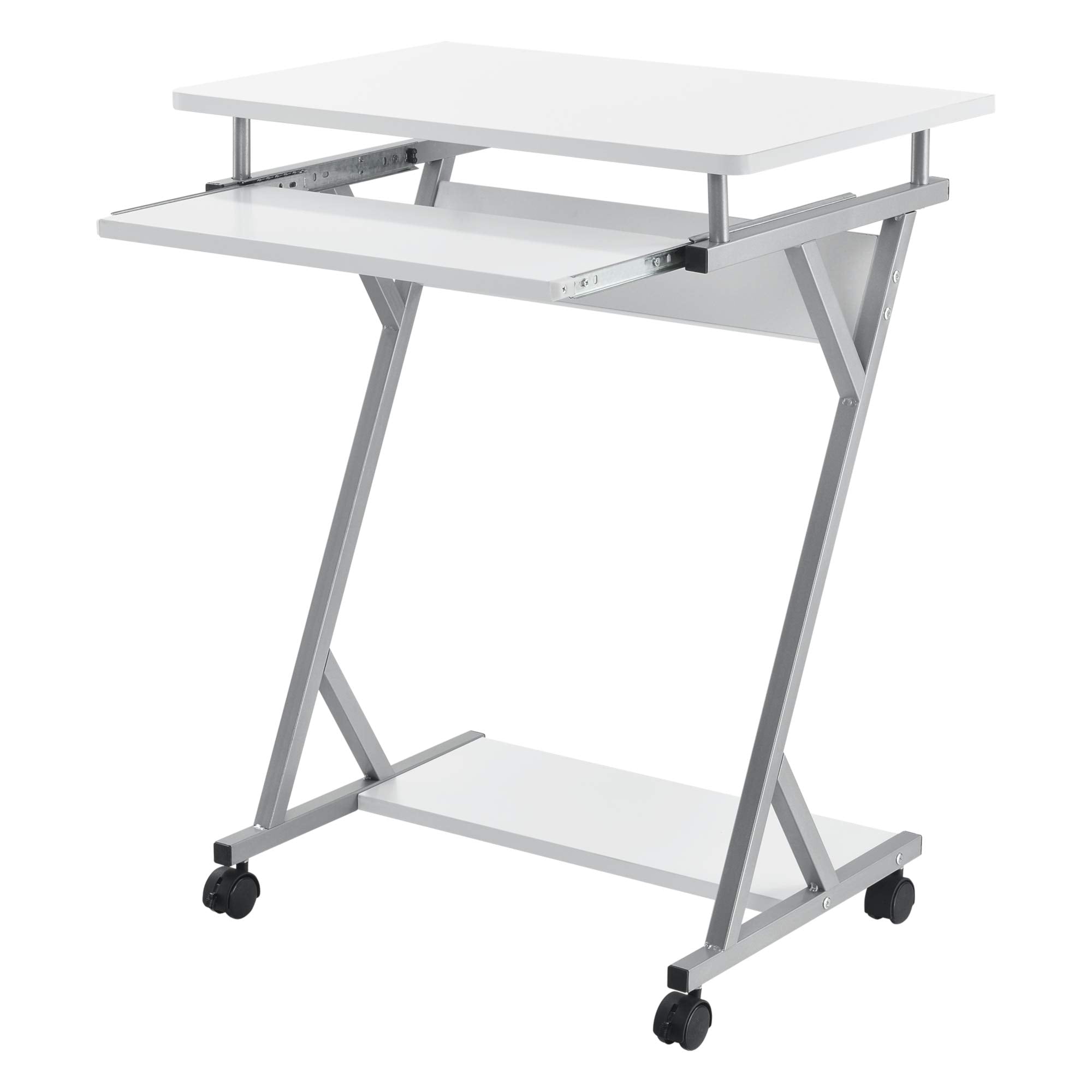 [en.casa] Rollbarer Computertisch 60x40x75cm Weiß PC-Tisch