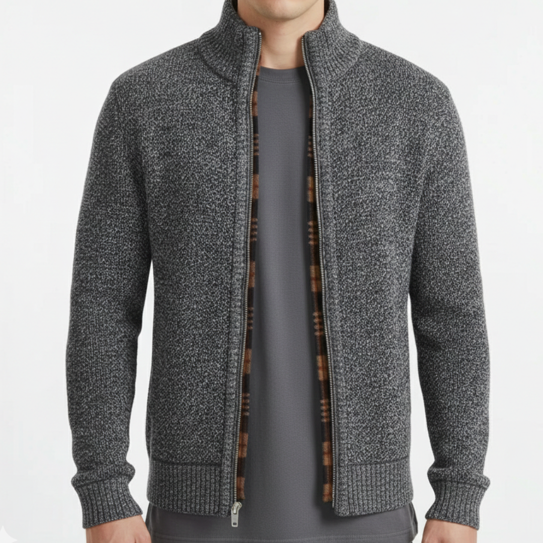 Gefütterter Cardigan mit durchgehendem Reißverschluss