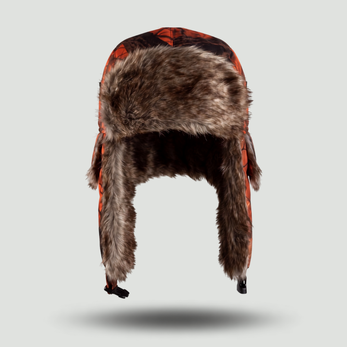 Camouflage Trapper-Mütze – Kunstpelz-gefüttert mit Ohrenklappen und Kinnriemen