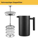 SILBERTHAL French Press Thermo 1 Liter - Kaffeebereiter Edelstahl - Doppelwandig isolierte Kaffeepresse - Ideal fürs Camping