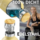 Trinkflasche Edelstahl mit Strohhalm, Infuser + 3 Deckel: BPA-frei, Auslaufsicher, Kohlensäure geeignet - Wasserflasche Fahrrad Thermosflasche Isoliert Isolierflasche Sport Wasser Flasche Kinder Tee