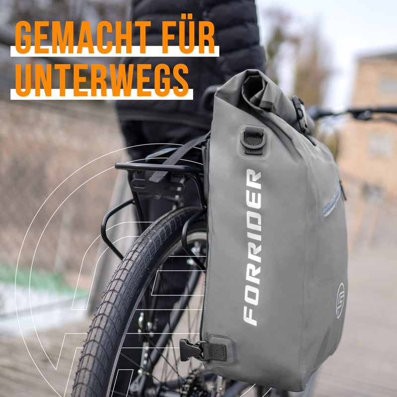 Forrider 3in1 Fahrradtasche für Gepäckträger mit Rucksack Wasserdicht 27L I Gepäckträgertasche Reflektierend I Sattel Tasche fürs Fahrrad