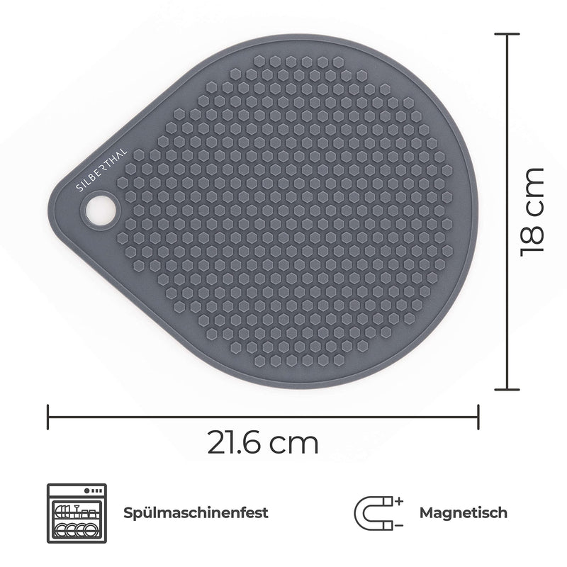 SILBERTHAL Topfuntersetzer Hitzebeständig - Silikon - Ø18cm - Magnetischer Topf- & Pfannenuntersetzer Rund - Grau