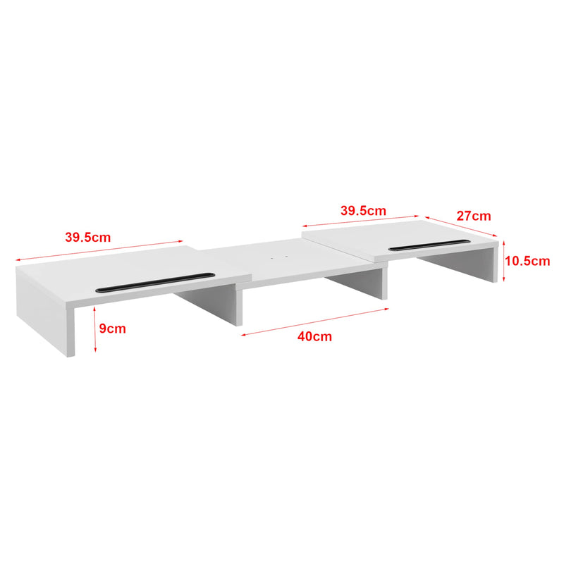 [en.casa] Monitorständer Vilppula Monitorerhöhung 79x27x10,5cm Bildschirmerhöhung mit Smartphone-Halter und Verstellbarer Länge Weiß