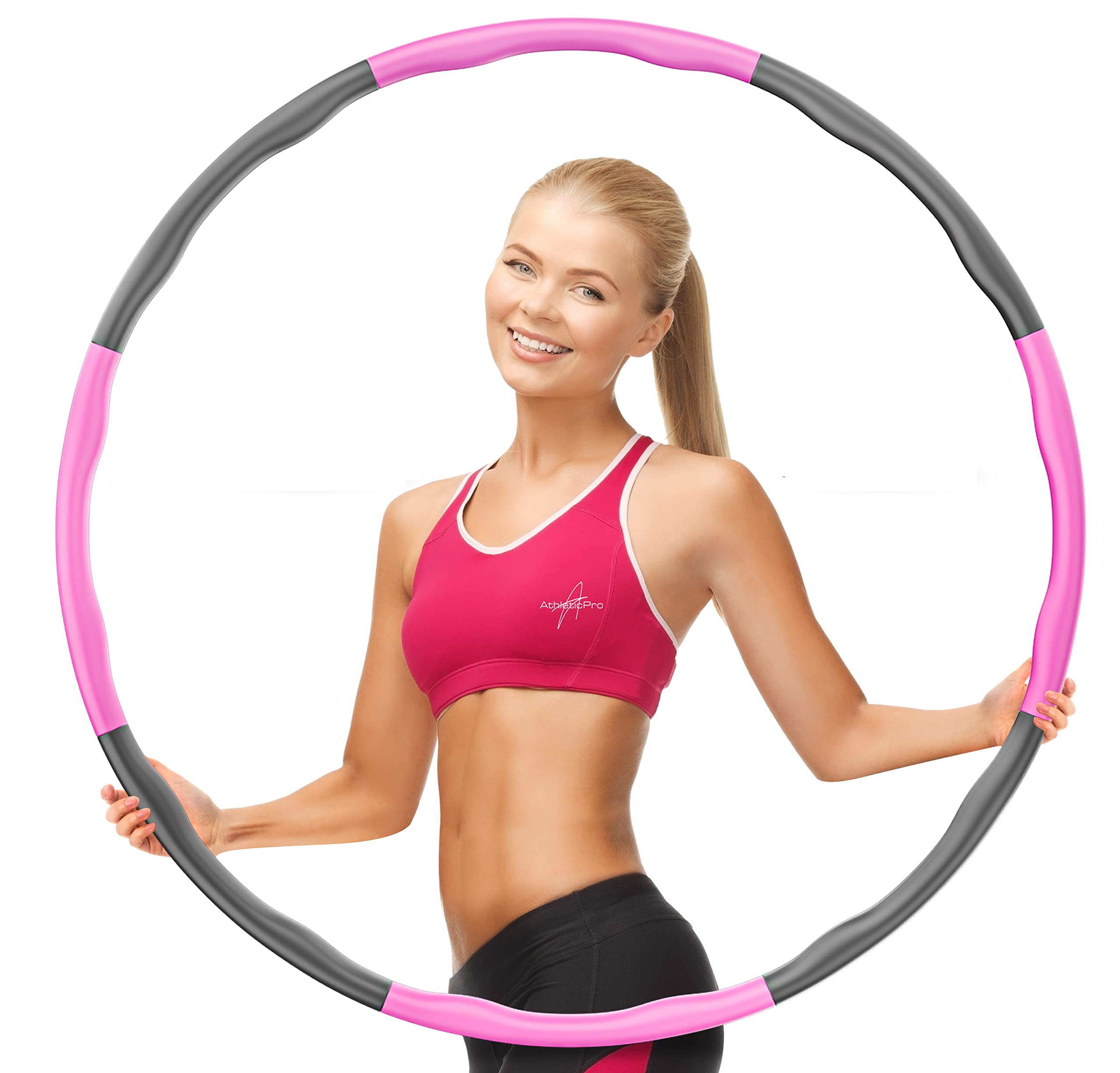 AthleticPro - DAS ORIGINAL - Hula Hoop Reifen Erwachsene [0.75-1kg] - Steckbarer Hulahuppreif zum Abnehmen [6-8 Teile] - Fitness , inkl. Springseil