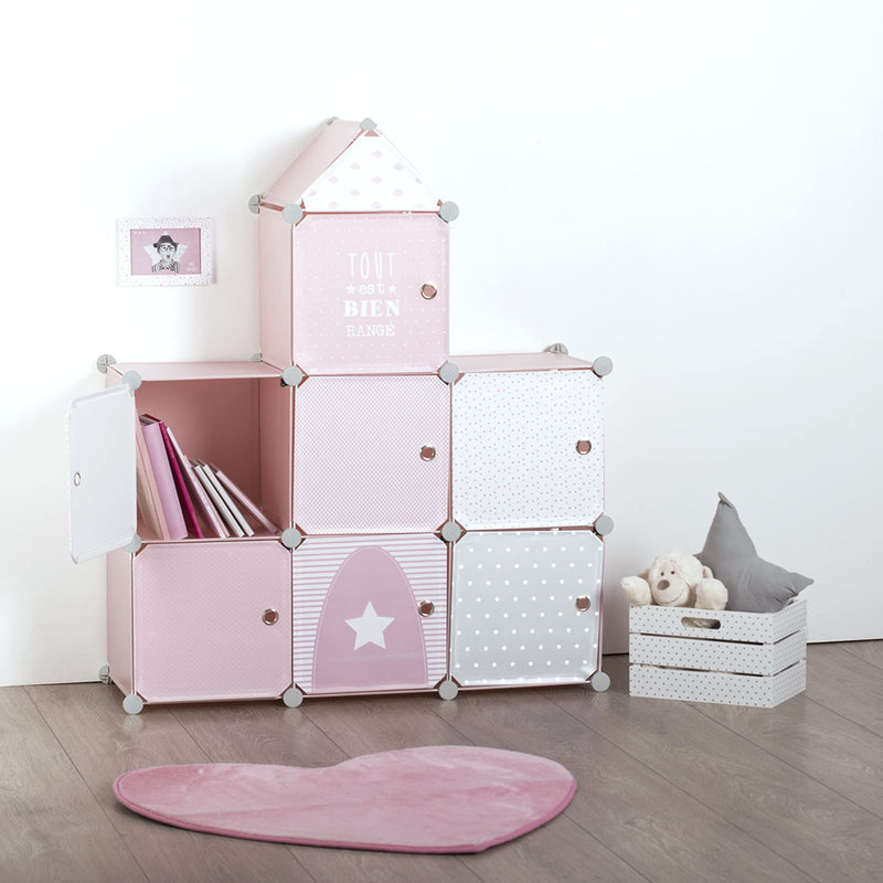 Kinder Aufbewahrungsboxen Schloss - rosa 96 × 109 cm - Rosa - Atmosphera créateur d'intérieur