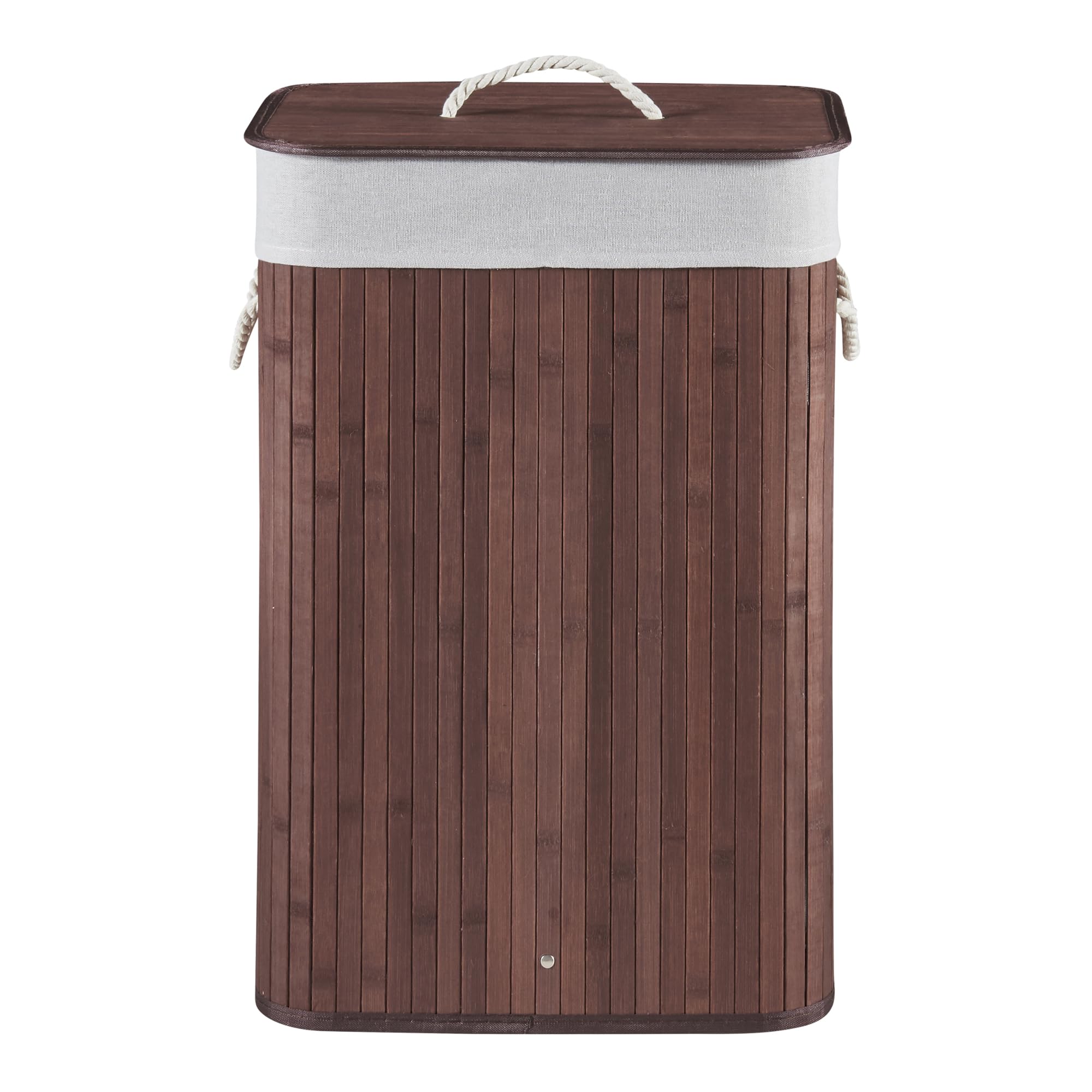 [en.casa] Wäschekorb Salla Wäschebox mit Deckel Wäschesammler Herausnehmbarer Wäschebeutel Laundry Basket Umweltfreundlich 72L Bambus Braun