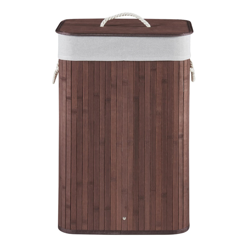 [en.casa] Wäschekorb Salla Wäschebox mit Deckel Wäschesammler Herausnehmbarer Wäschebeutel Laundry Basket Umweltfreundlich 72L Bambus Braun