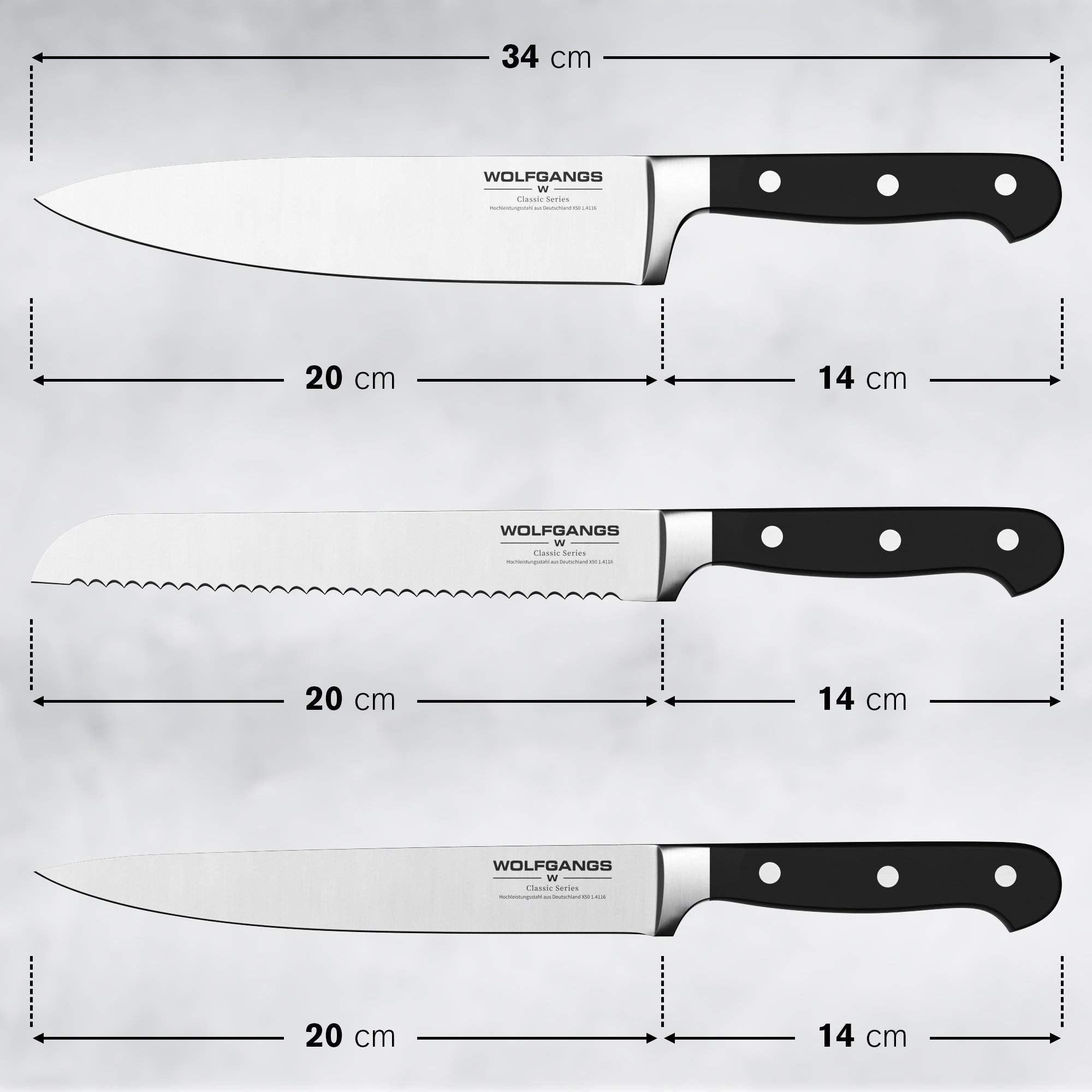 Wolfgangs Premium Brotmesser - Extrascharfe Qualitäts-Klinge aus rostfreiem deutschem Edelstahl - Brotmesser Wellenschliff - Bread Knife in edlem Design - Profi-Küchenmesser Top-Qualität (braun)