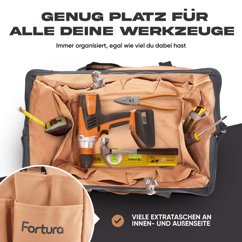 Fortura Werkzeugtasche/Werkzeugaufbewahrung/Werkzeugtasche leer/Werkzeugtasche klein (Ohne Schultergurt) Arbeitstasche Herren