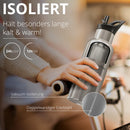 Trinkflasche Edelstahl mit Strohhalm, Infuser + 3 Deckel: BPA-frei, Auslaufsicher, Kohlensäure geeignet - Wasserflasche Fahrrad Thermosflasche Isoliert Isolierflasche Sport Wasser Flasche Kinder Tee