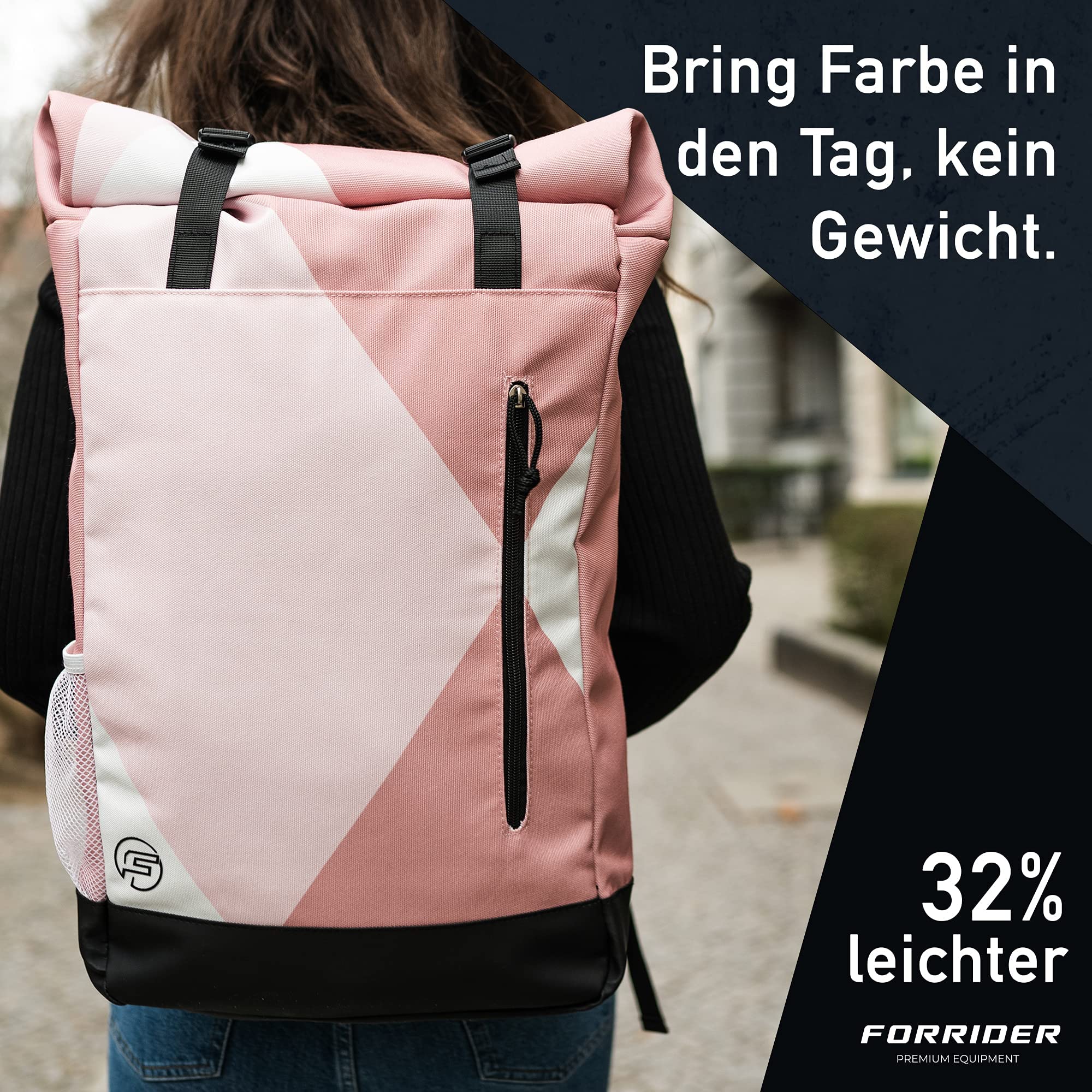 Forrider Rolltop Rucksack - Der Rucksack, der kann was du willst, Verstecktes Laptopfach | für Uni, Sport, Arbeit oder Freizeit, Navy, 30L